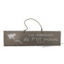 Plaque en bois "Les aventures de P'tit Minou (joue dans l'escalier)" déco Chat fond Taupe