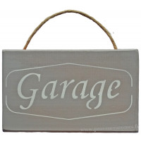 Plaque en bois " GARAGE " fond gris clair