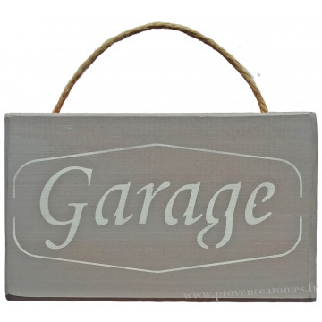 Plaque en bois " GARAGE " fond gris clair