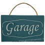 Plaque en bois " GARAGE " fond bleu canard