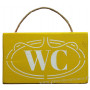 Plaque en bois " WC " fond jaune curry