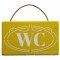 Plaque en bois " WC " fond jaune curry