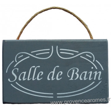 Plaque en bois " SALLE DE BAIN " fond anthracite