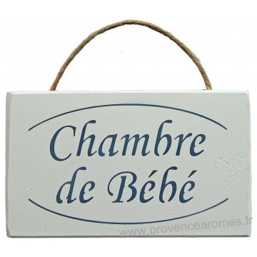 Plaque en bois " CHAMBRE de BÉBÉ " fond blanc