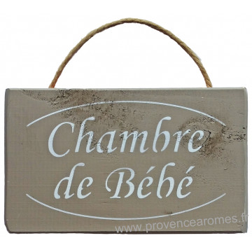 Plaque en bois " CHAMBRE de BÉBÉ " fond taupe