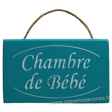 Plaque en bois " CHAMBRE de BÉBÉ " fond vert céladon