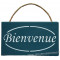 Plaque en bois " BIENVENUE " fond bleu canard