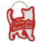 Plaque en bois forme Chat " J'HABITE CHEZ MON CHAT " rouge