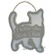 Plaque en bois forme Chat " J'HABITE CHEZ MON CHAT " gris