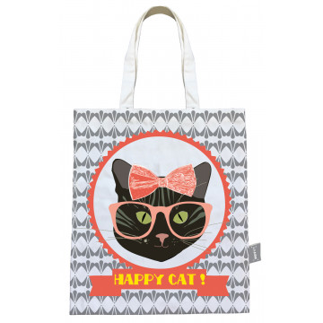 Sac Coton HAPPY CAT CHAT NOIR