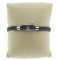 Bracelet double cuir tressé bleu marine fermeture acier