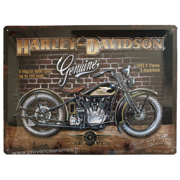 Plaque Métal Harley Davidson 1933 V Twins 40 X 30 Cm Déco Rétro Vintage Provence Arômes 