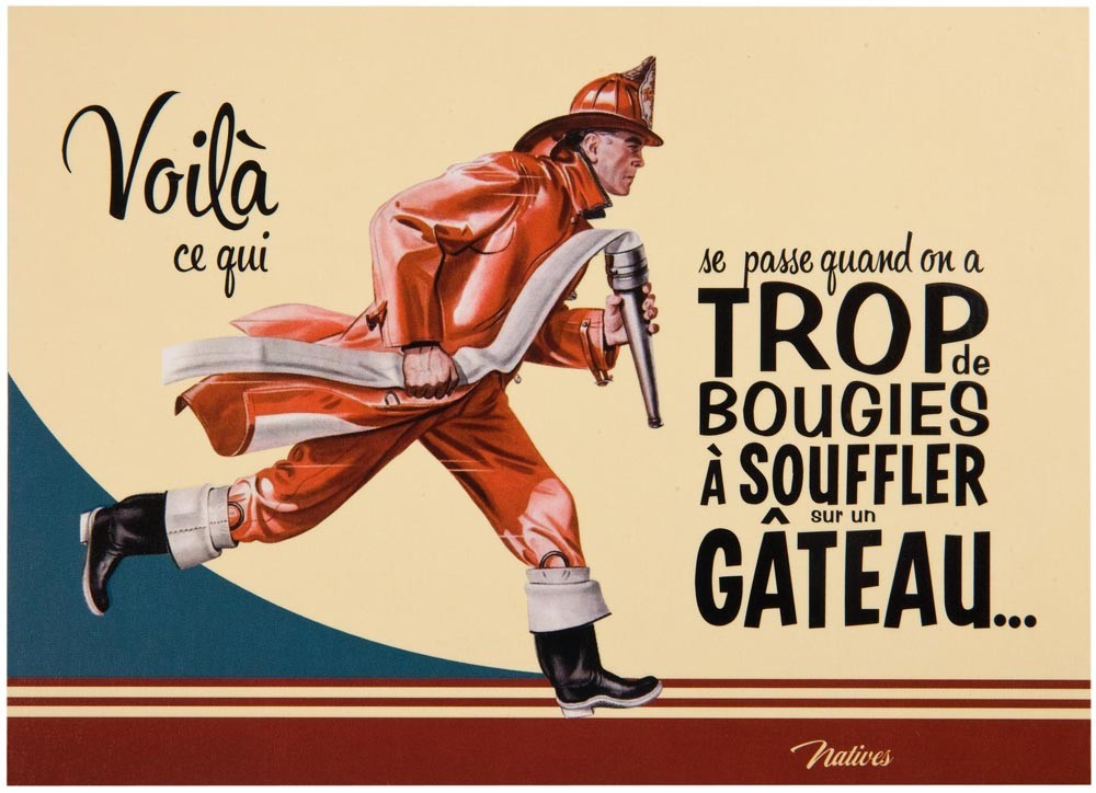 Carte Postale Anniversaire Pompier Natives Deco Retro Vintage Humoristique Provence Aromes Tendance Sud