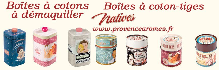 Boîtes à coton à démaquiller, boîtes à coton-tige Natives déco rétro  vintage - Provence Arômes Tendance sud
